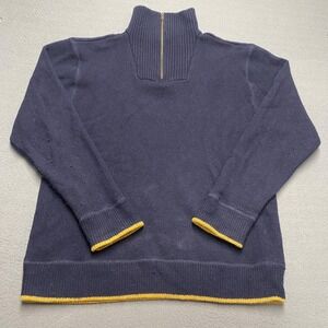 Irelandseye Sweater Mens Large Blue 1/4 Zip Mock Neck‎ Lambswool Knit Pullover